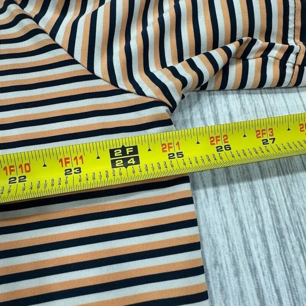 RLX Ralph Lauren Polo Shirt Large Orange‎ Blue Stripe Casual Oak Hill Golf Mens